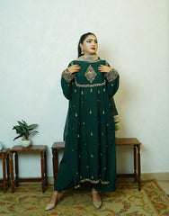 Siri - Handcrafted Dyed Raw Silk Suit | Dabka Embroidered 3-Piece | Festive & Formal Wear