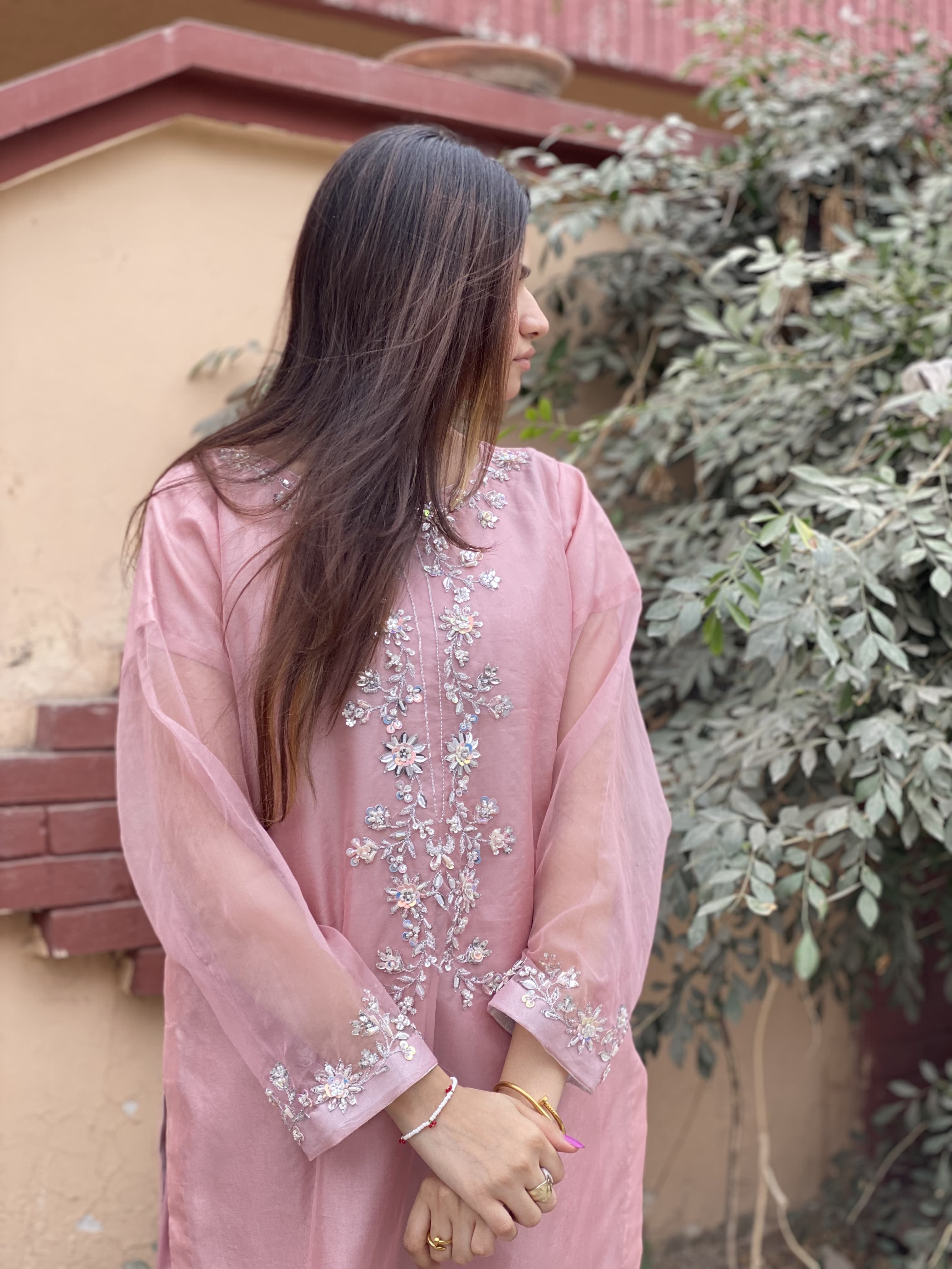 Embroidered Organza 2-Piece with Sequin Work – Festive & Party Wear