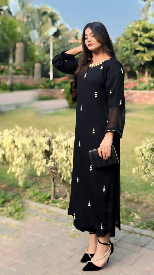 Black Rang - Hand-Embroidered Tila & Sequin Work 2-Piece | Elegant Festive Wear