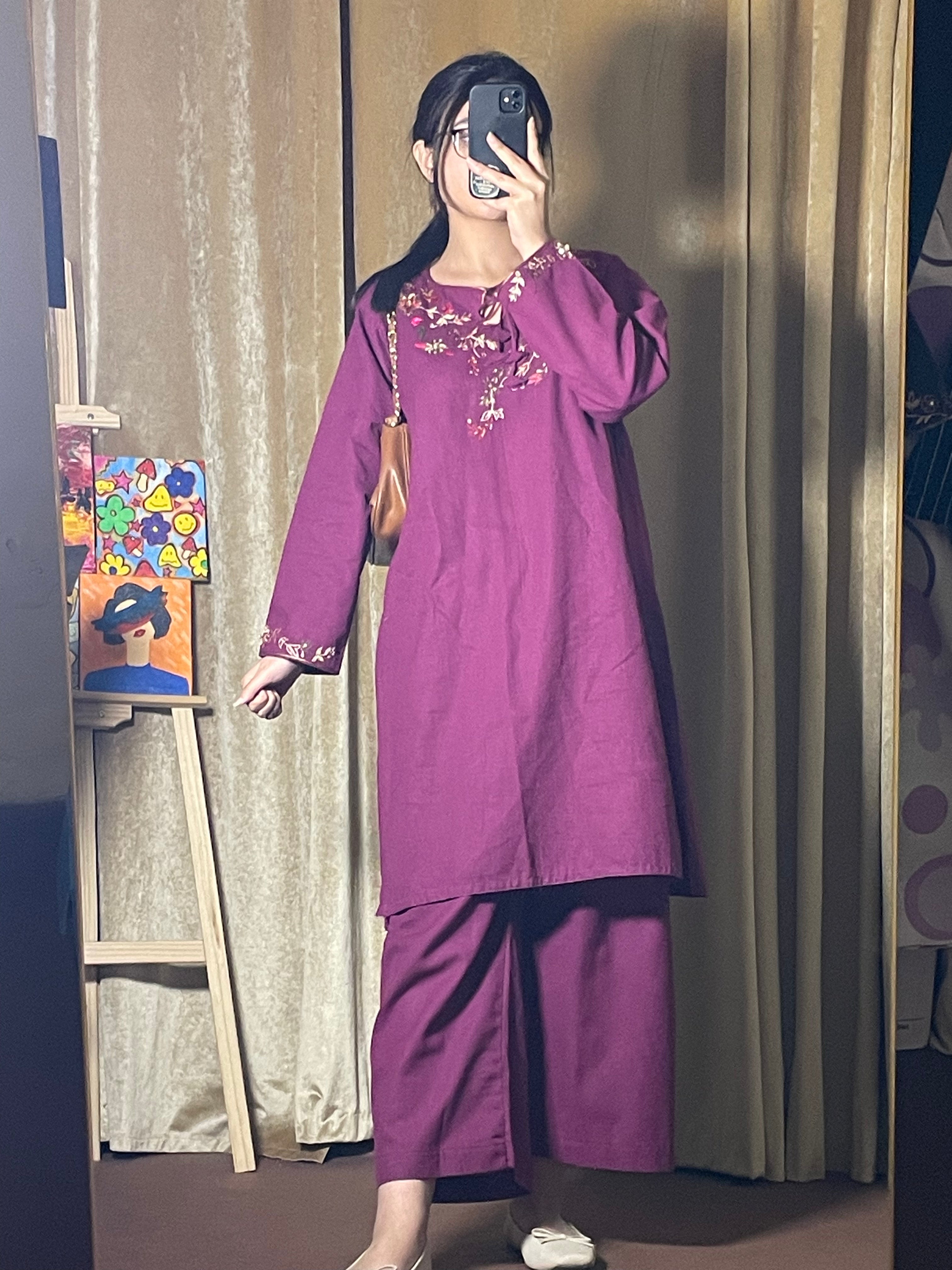 Hand-Embroidered Pink 2-Piece – Premium Khaddar | Resham Work |  Winter Collection