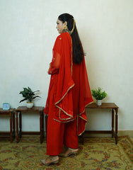 Arza – Red Hand-Embroidered Suit | Pure Dyed Fabric | Gota, Tila & Gold Dabka Work