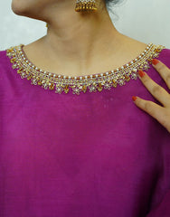 Ayla – Handcrafted Dyed Raw Silk Suit with Gold & Silver Dabka Work | Luxury Couture