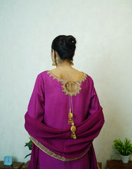 Ayla – Handcrafted Dyed Raw Silk Suit with Gold & Silver Dabka Work | Luxury Couture