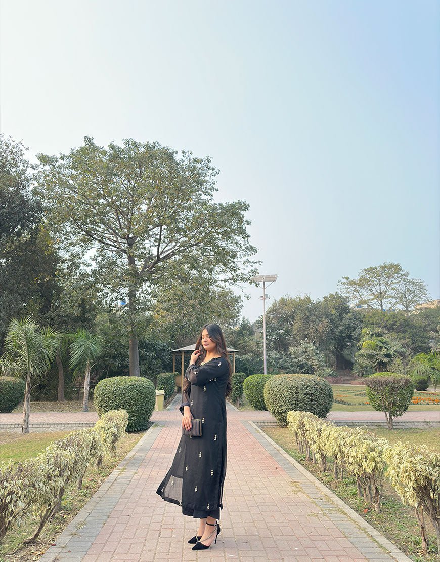 Black Rang - Hand-Embroidered Tila & Sequin Work 2-Piece | Elegant Festive Wear