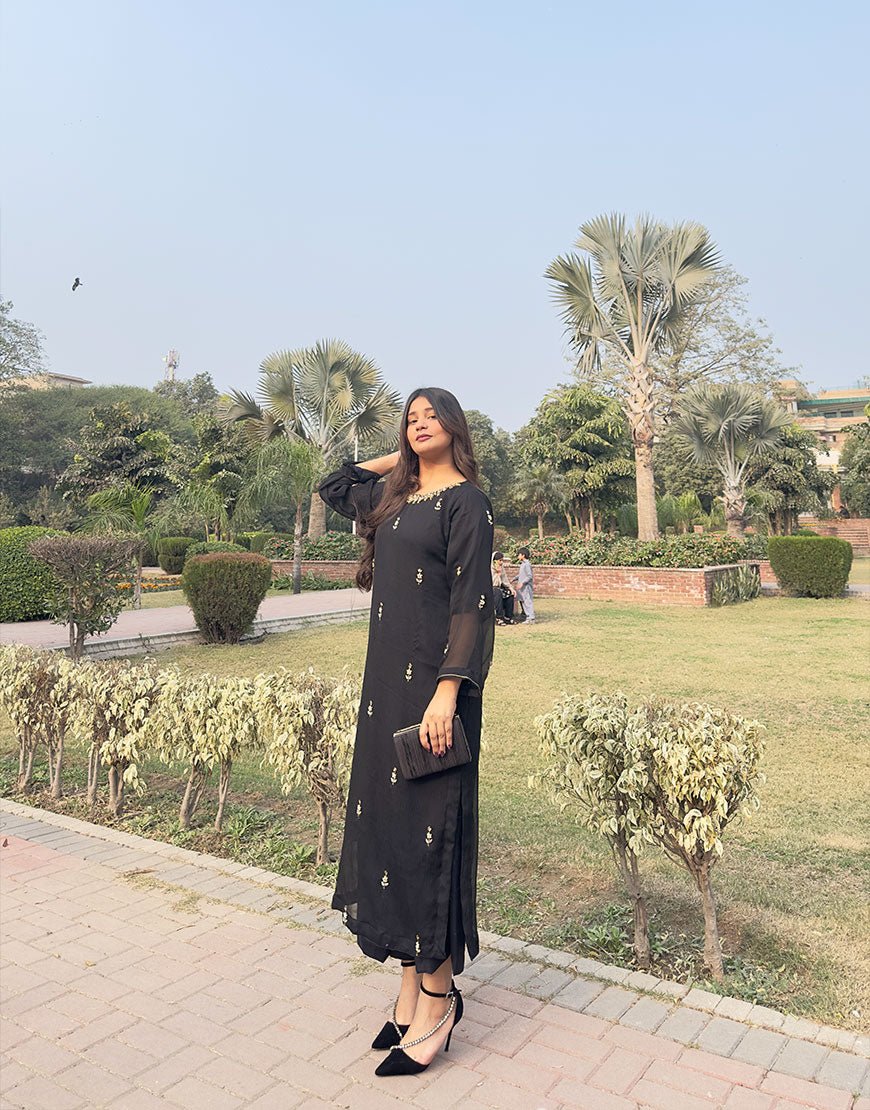 Black Rang - Hand-Embroidered Tila & Sequin Work 2-Piece | Elegant Festive Wear