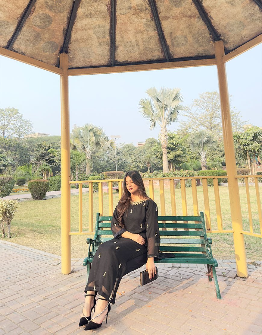 Black Rang - Hand-Embroidered Tila & Sequin Work 2-Piece | Elegant Festive Wear