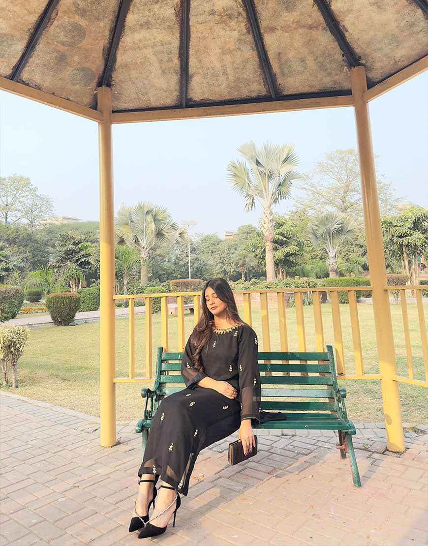 Black Rang - Hand-Embroidered Tila & Sequin Work 2-Piece | Elegant Festive Wear