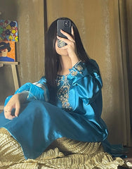 Elegant 3-Piece Sharara Suit – Shamoze Silk | Crystal & Sequin Embroidery | Eid & Wedding Collection
