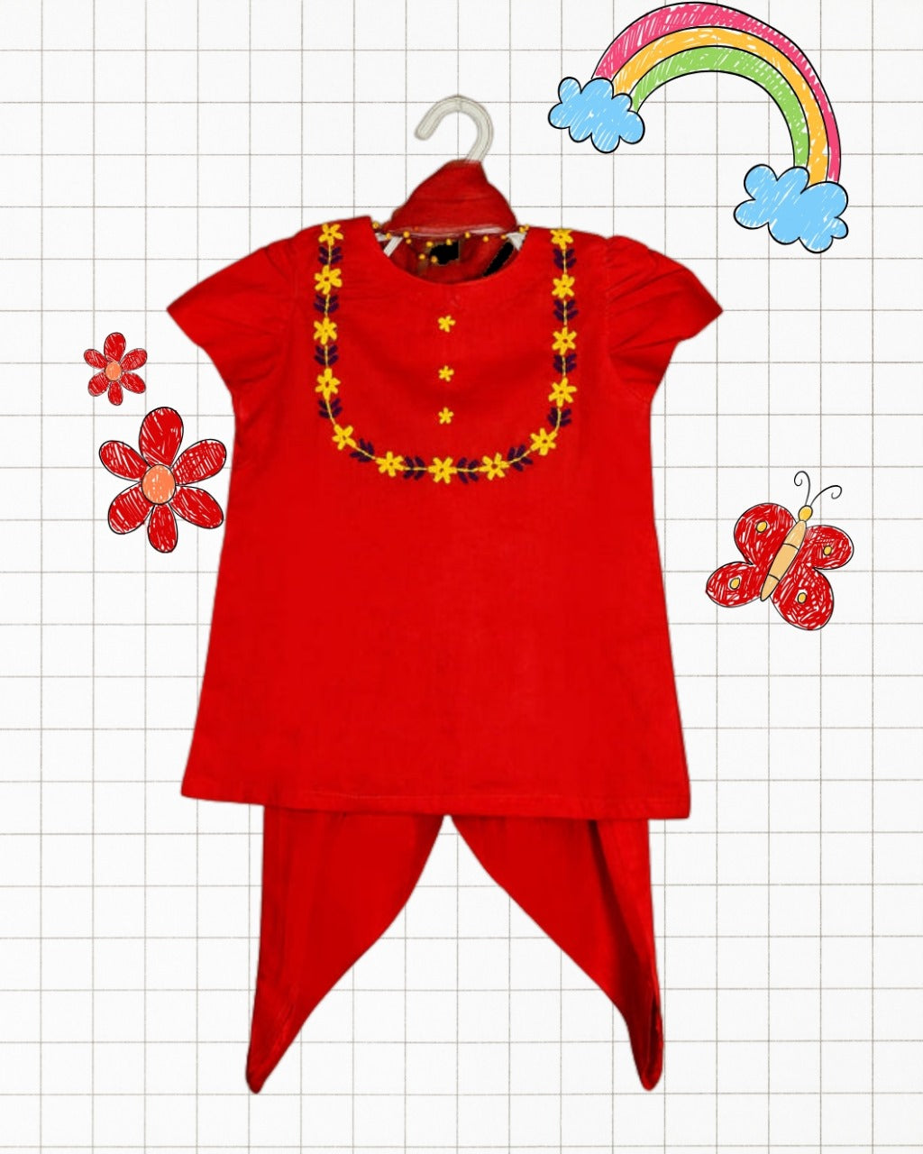 Sprout Style Kids' Cotton Lawn Dress – Customizable Eid & Summer Wear | Fun Embroidered Motifs & Vibrant Colors