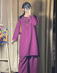 Hand-Embroidered Pink 2-Piece – Premium Khaddar | Resham Work |  Winter Collection