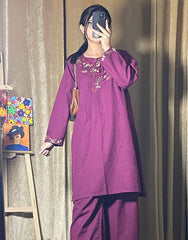 Hand-Embroidered Pink 2-Piece – Premium Khaddar | Resham Work |  Winter Collection