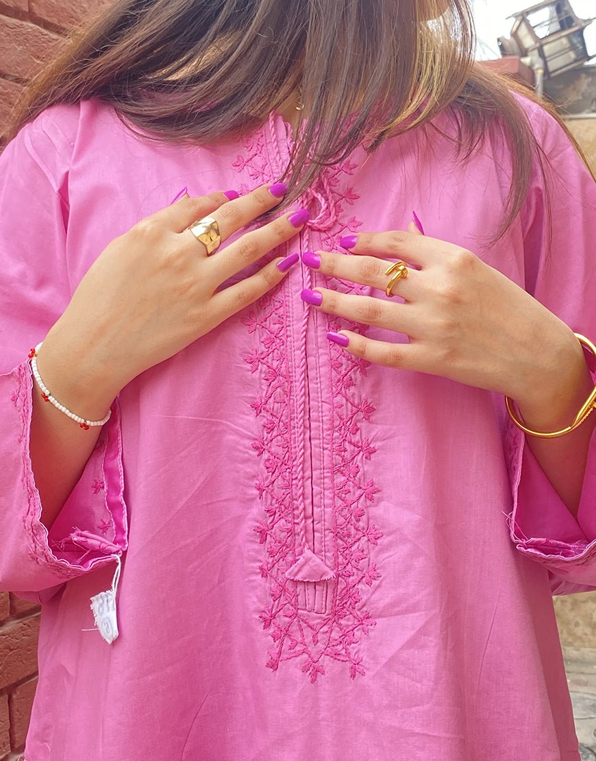 Hot Pink Hand-Embroidered Lawn 2-Piece – Eid & Summer Collection