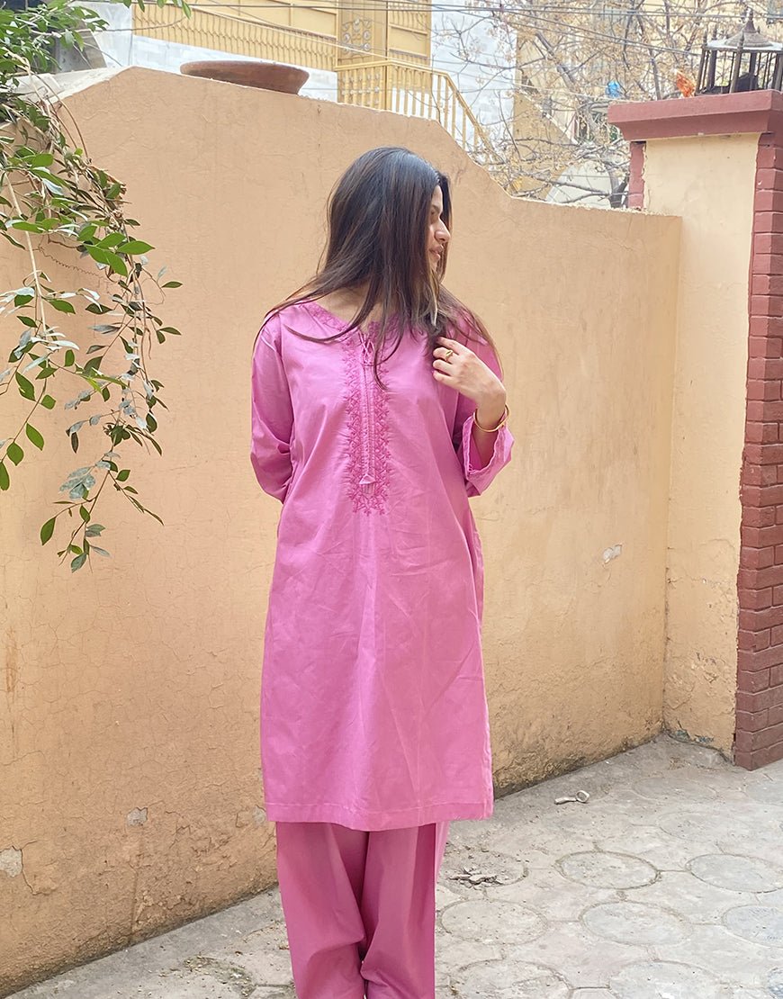 Hot Pink Hand-Embroidered Lawn 2-Piece – Eid & Summer Collection