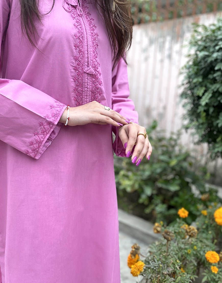Hot Pink Hand-Embroidered Lawn 2-Piece – Eid & Summer Collection