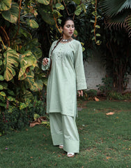 Mint Reverie – Hand Embroidered Cotton 2-Piece