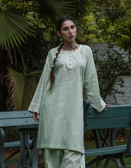 Mint Reverie – Hand Embroidered Cotton 2-Piece