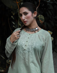 Mint Reverie – Hand Embroidered Cotton 2-Piece