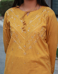 Mustard Bloom – Hand Embroidered 2-Piece Ensemble