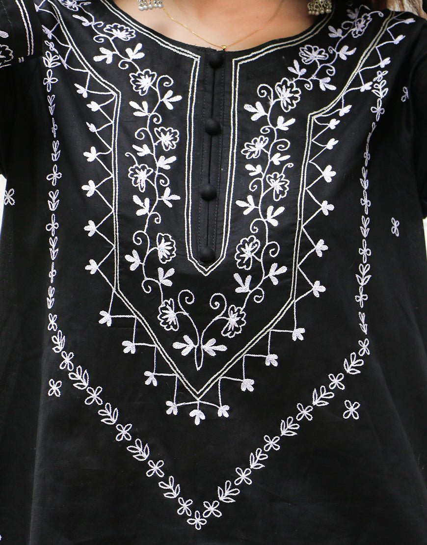 Noir Elegance – Black Hand Embroidered 2-Piece Ensemble