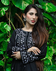 Noir Elegance – Black Hand Embroidered 2-Piece Ensemble