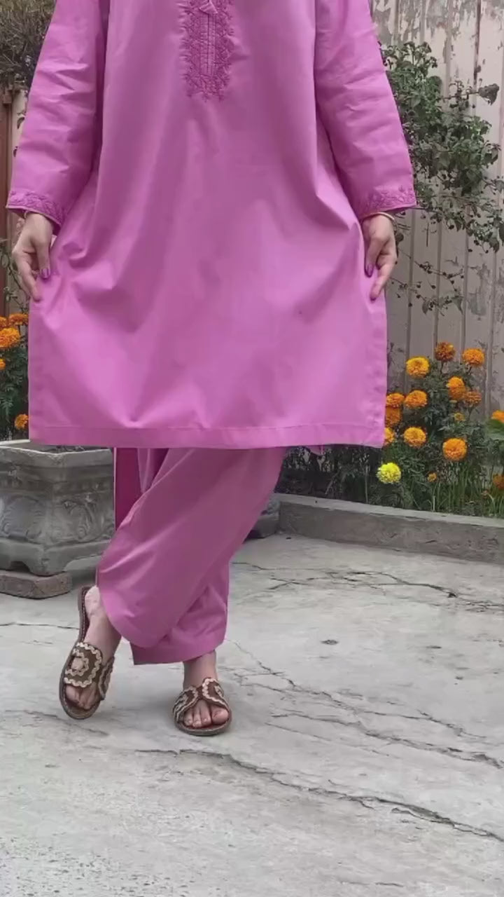 Hot Pink Hand-Embroidered Lawn 2-Piece – Eid & Summer Collection