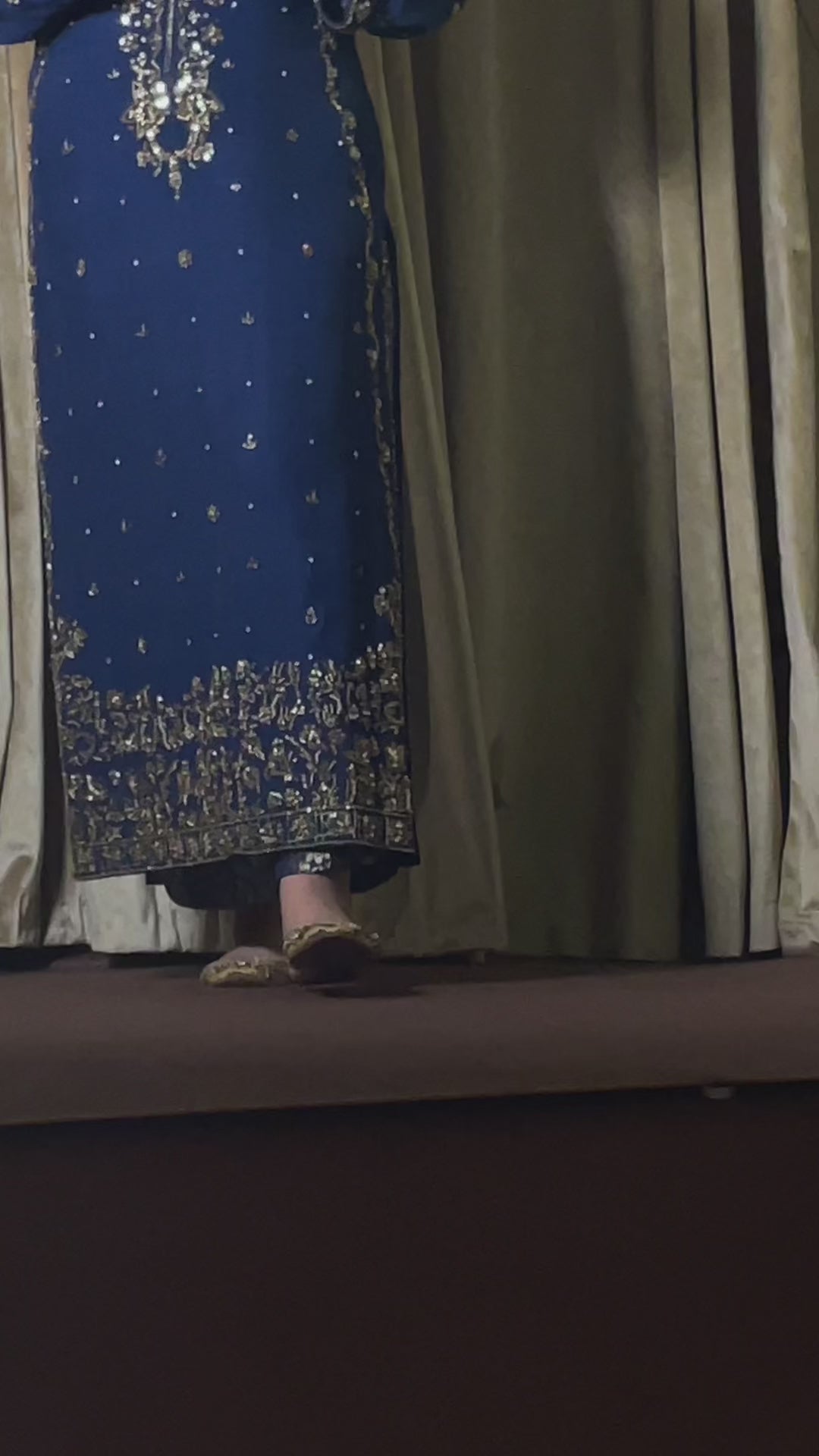MIRA – Navy Blue Pure Raw Silk Outfit | Handcrafted Gold Dabka Work | Jamawar Pajama & Dupatta