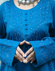 Sapphire Dusk – Hand Embroidered Elegance in Deep Blue