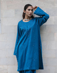 Sapphire Dusk – Hand Embroidered Elegance in Deep Blue