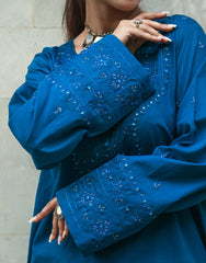 Sapphire Dusk – Hand Embroidered Elegance in Deep Blue