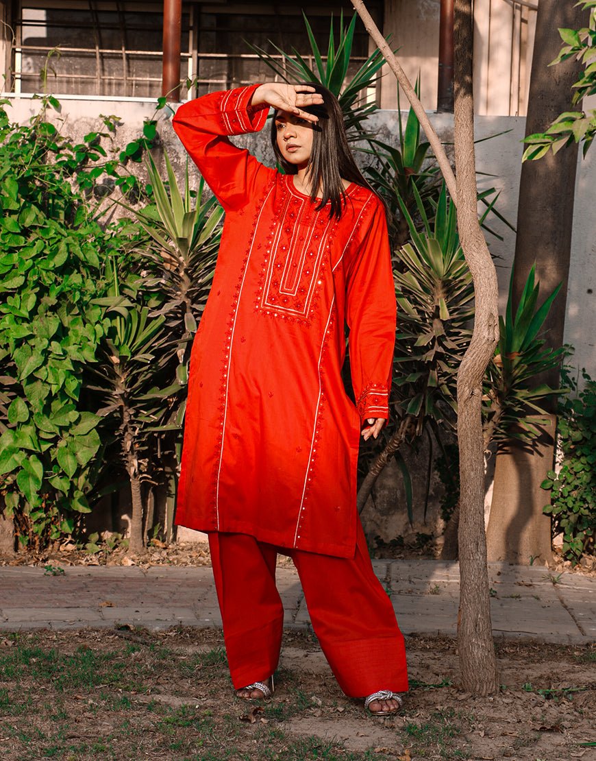 Scarlet Grace – Hand Embroidered Statement Set