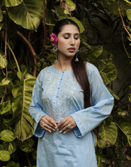 Sky Serenity – Hand Embroidered Light Blue 2-Piece Suit
