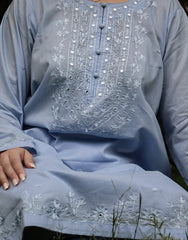 Sky Serenity – Hand Embroidered Light Blue 2-Piece Suit