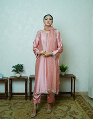 Soft Blush Pink Shamooz Silk Embroidered Suit – Handcrafted Dabka & Crystal Work | Luxury Eid & Formal Wear