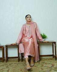 Soft Blush Pink Shamooz Silk Embroidered Suit – Handcrafted Dabka & Crystal Work | Luxury Eid & Formal Wear
