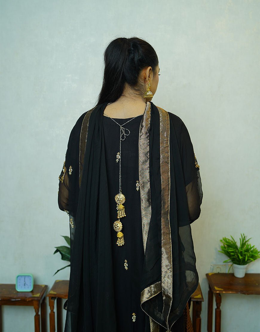 Zira – Black Hand-Embroidered Dabka Work Ensemble | Luxury Formal Wear
